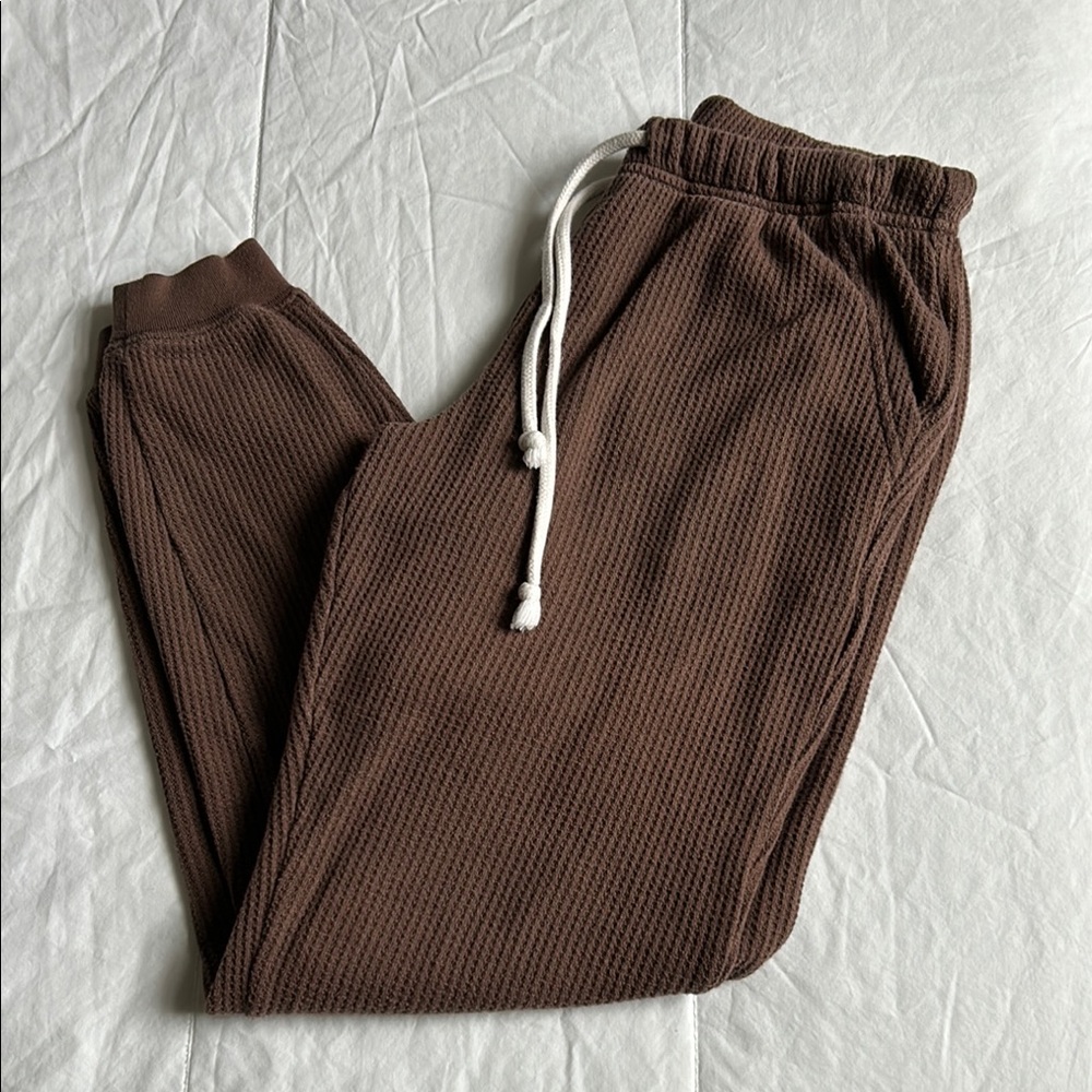 Brown Aerie Waffle Joggers XS Regular